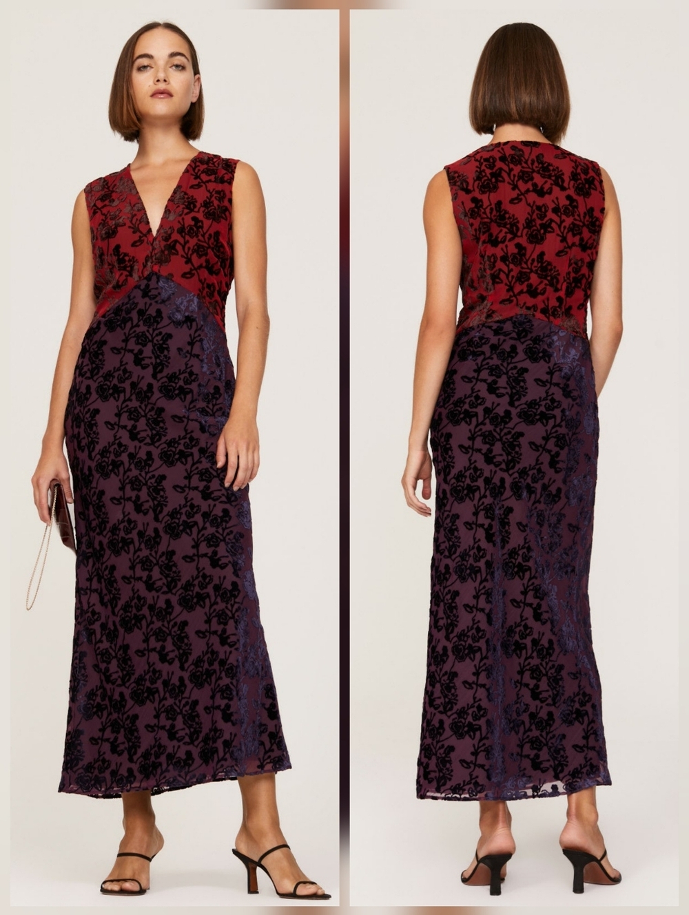 Marina Moscone Velvet Slip Dress Slip V-neck Sleeveless Size 8